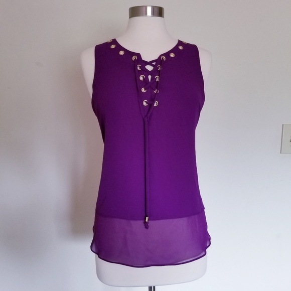 INC Womens Chiffon Grommet Tank Top Size 2 Gift - Picture 2 of 8